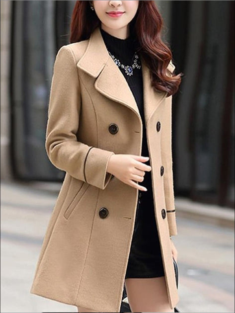 Women's Fall Slim Fit Cashmere Pea Coat – Mia Belle Baby