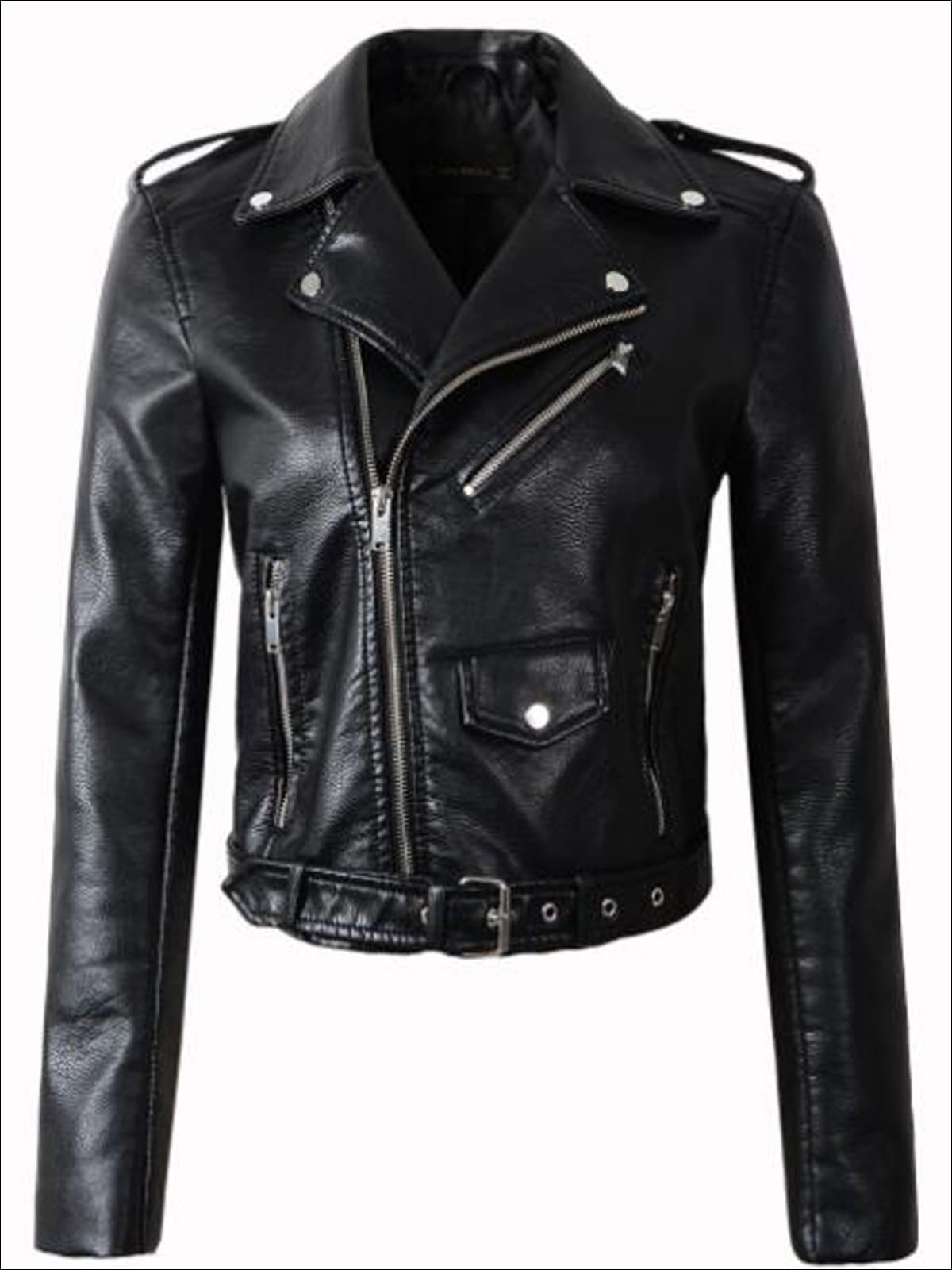 Women's Fall Synthetic Leather Moto Jacket – Mia Belle Girls