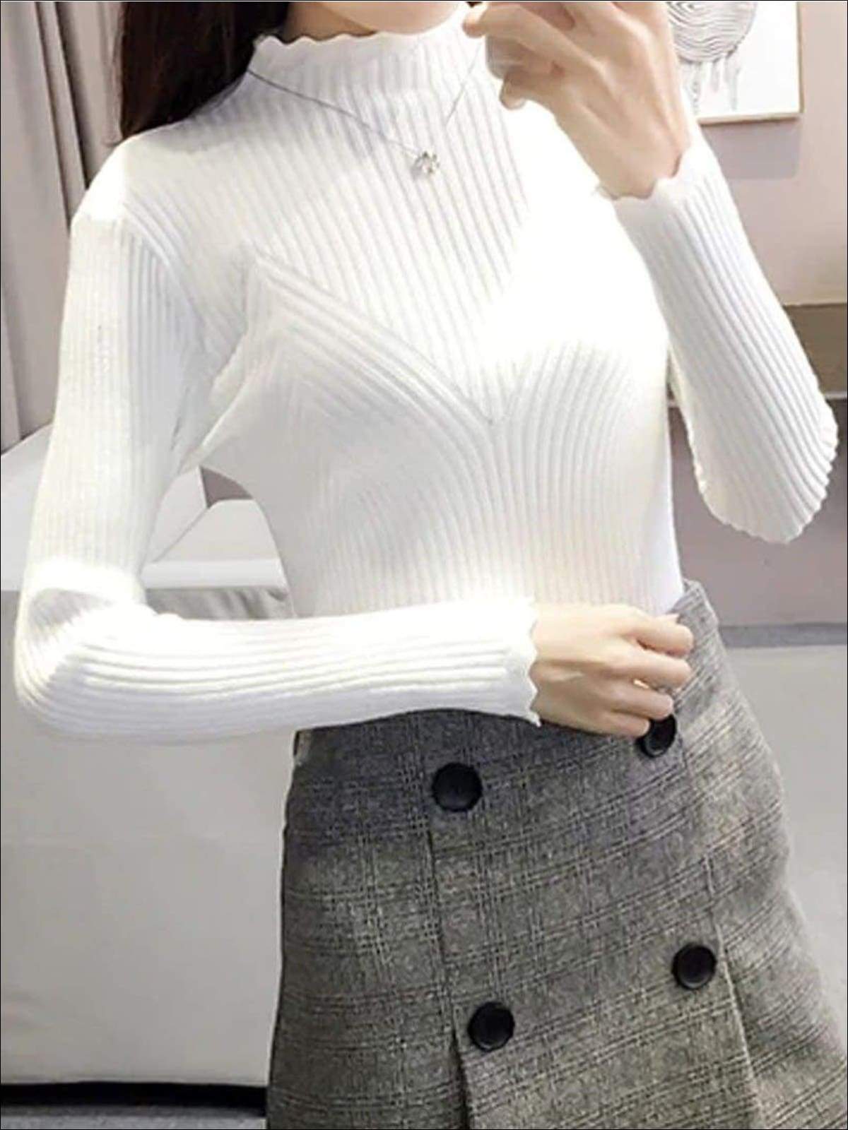 White Turtleneck Sweaters for Women