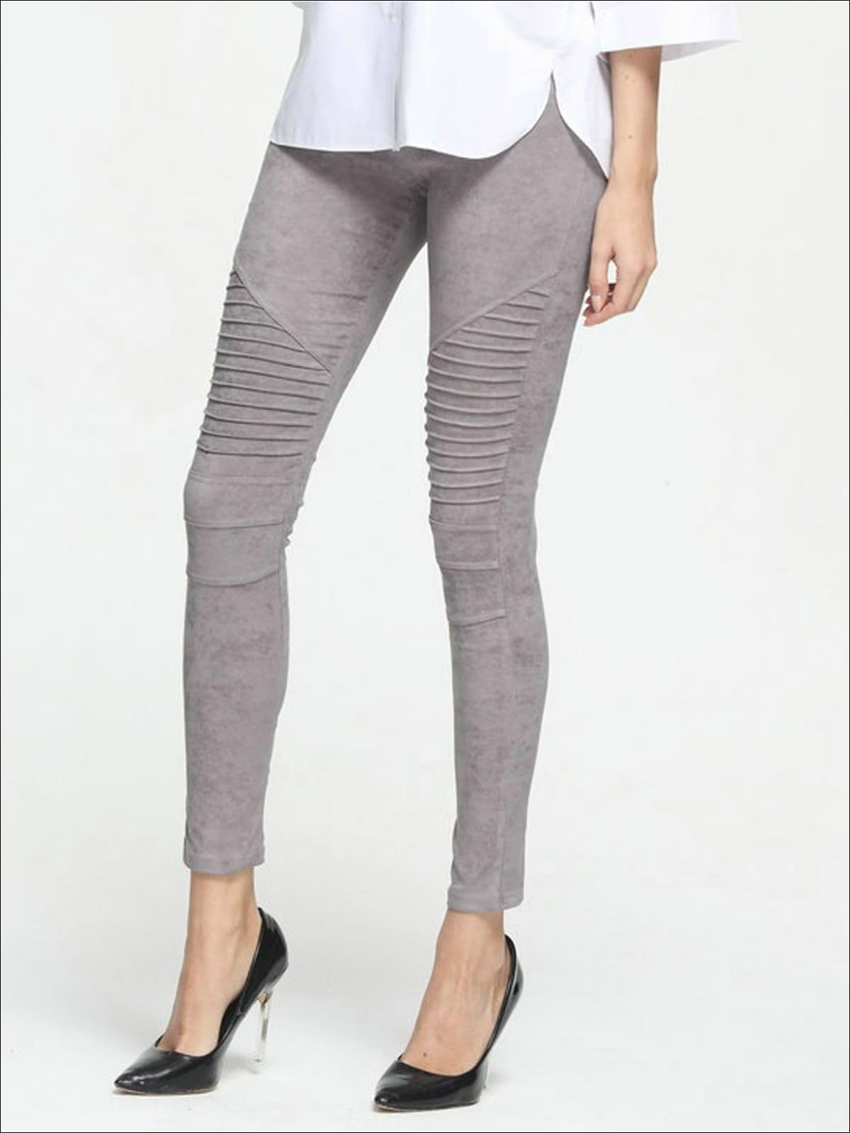 Leather Pants for Women Warm Grey Leggings Christmas Clothes for