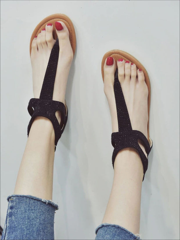 black t strap flats