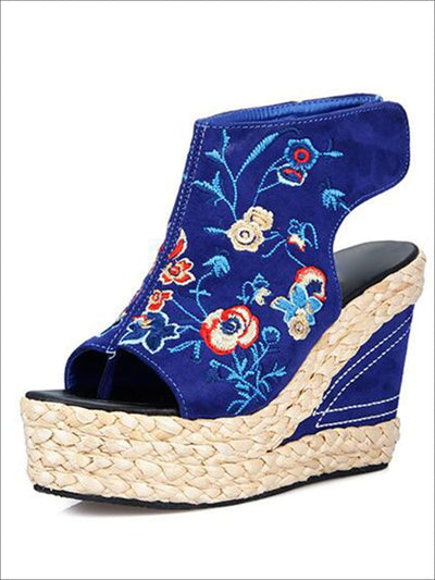 Women's Floral Embroidered High Heel Wedges – Mia Belle Girls