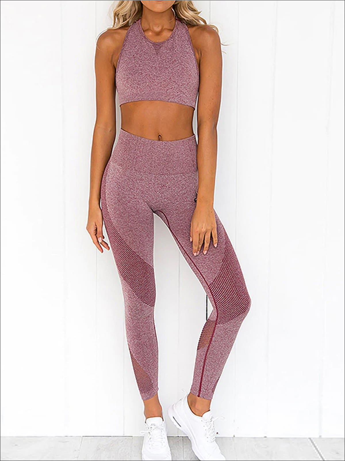 Pink Seamless Sports Bras & Leggings