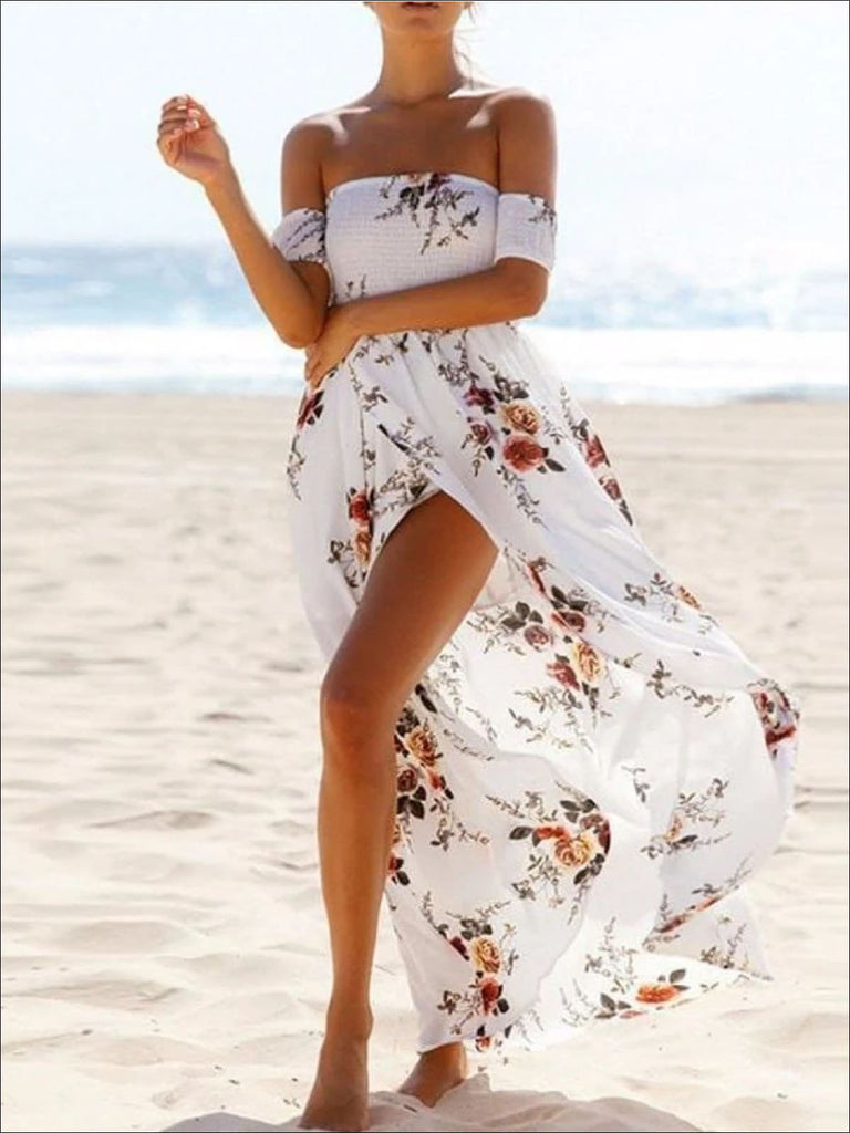 womens white floral maxi dress