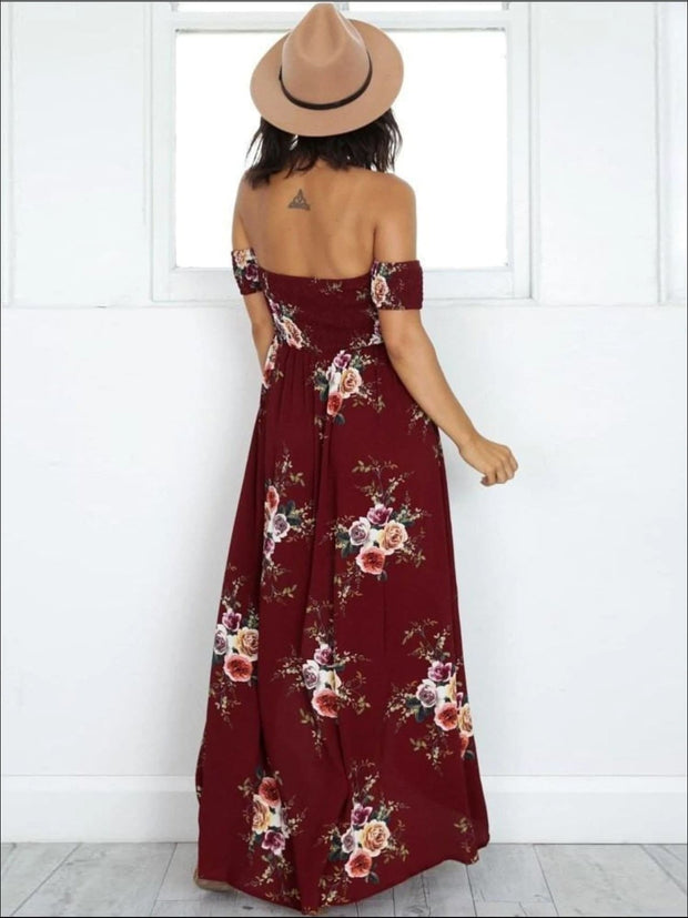 wine floral maxi dress