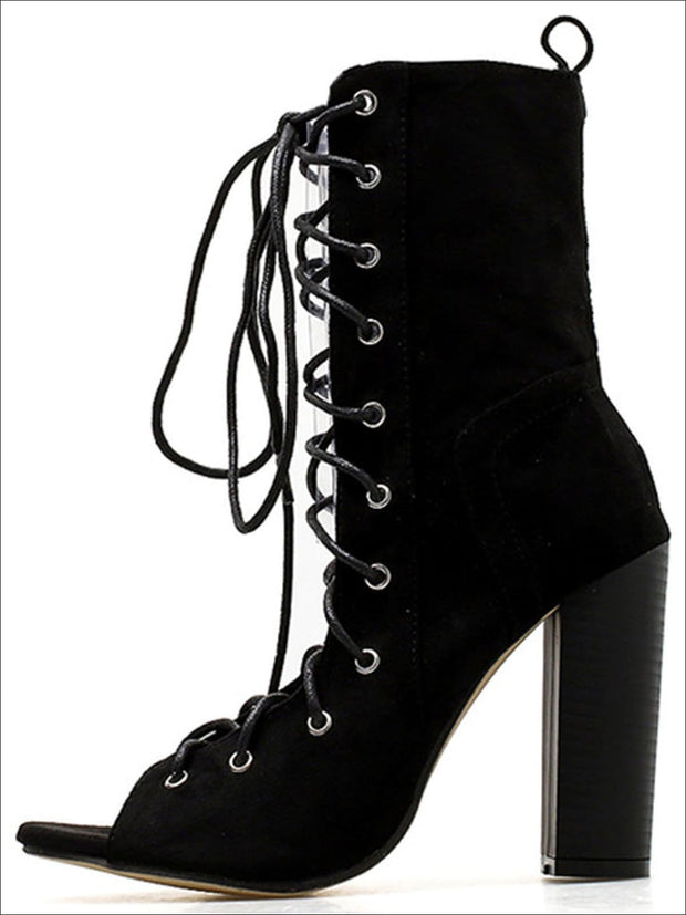 high heel booties with laces