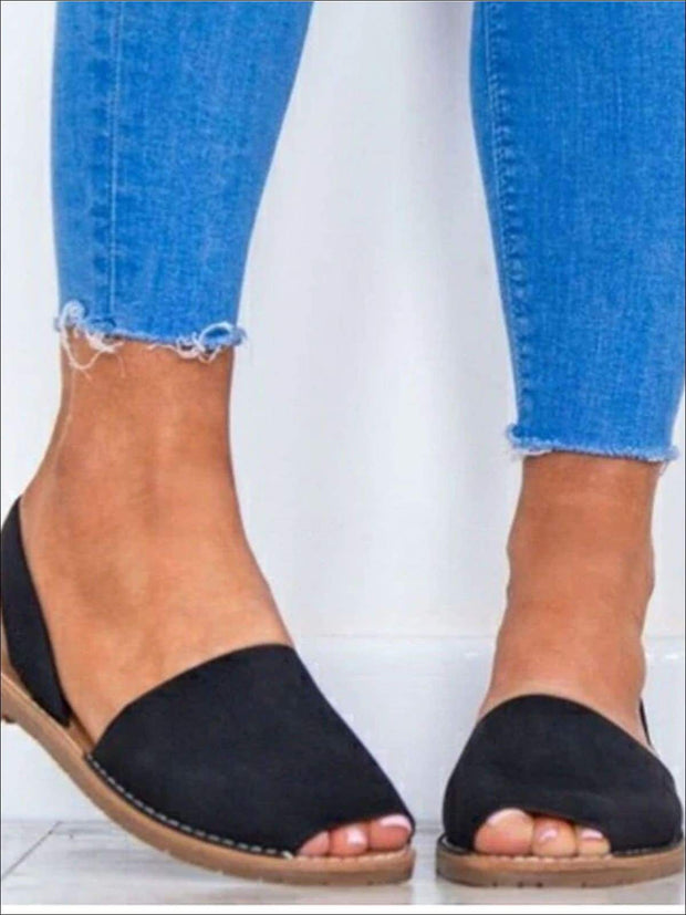 Women's Peep Toe Flat Casual Sandals 