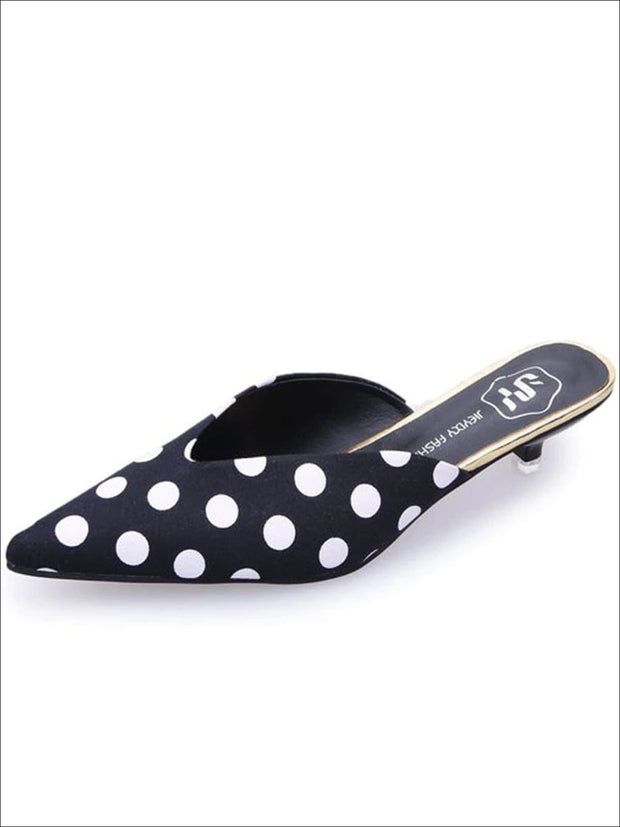 black and white polka dot heels womens