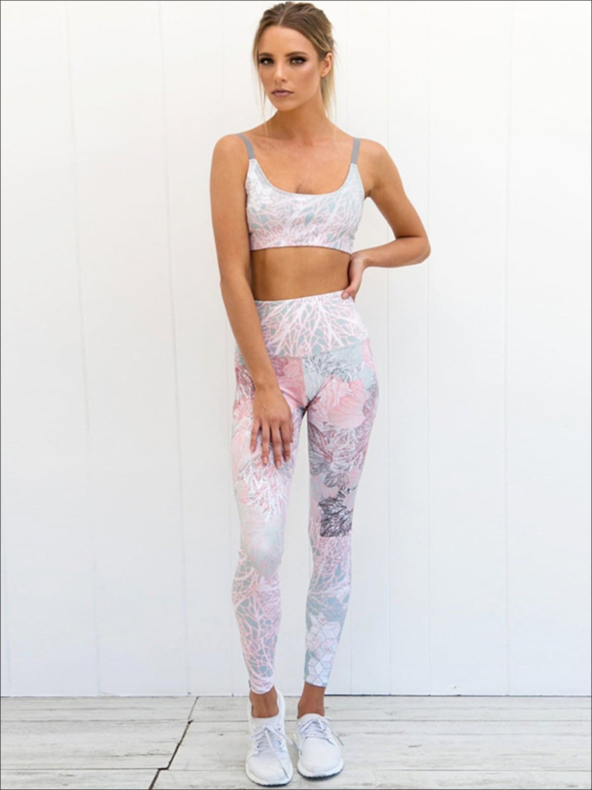 sports crop top and leggings set