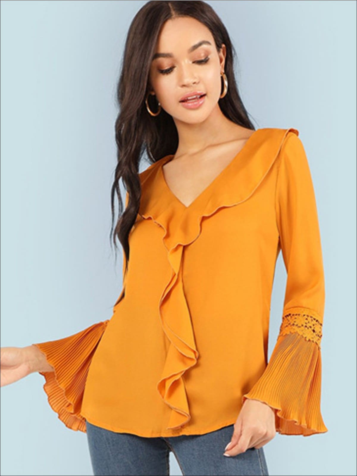 Yellow bell sleeves top by Rias