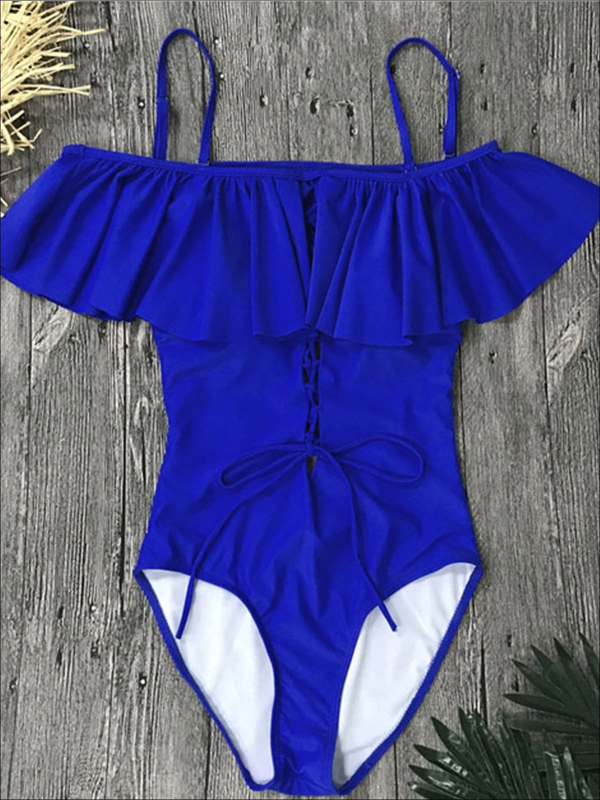 Blue La Saison Glitter Logo Swimsuit One-Piece Bathing Suit