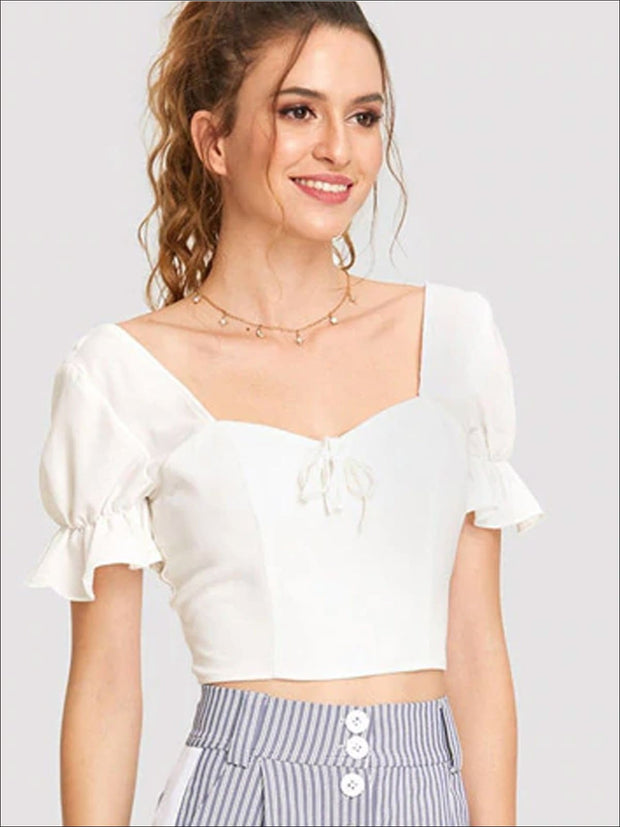 white ruffle crop top