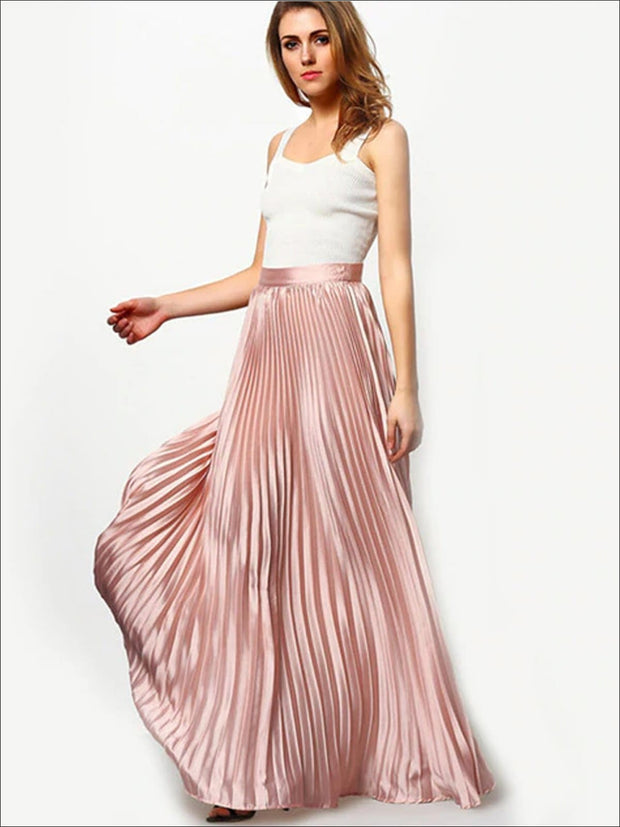 high waisted pleated maxi skirt