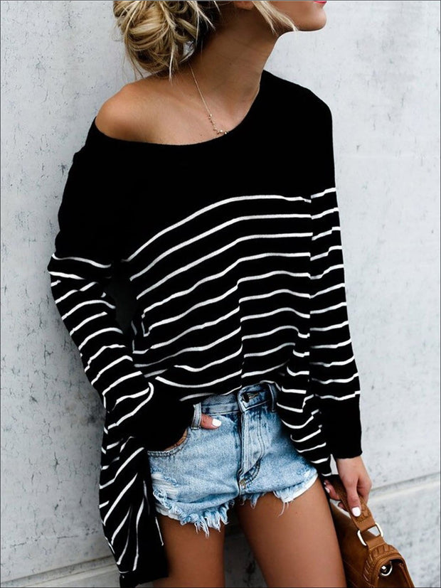 black oversized off the shoulder top