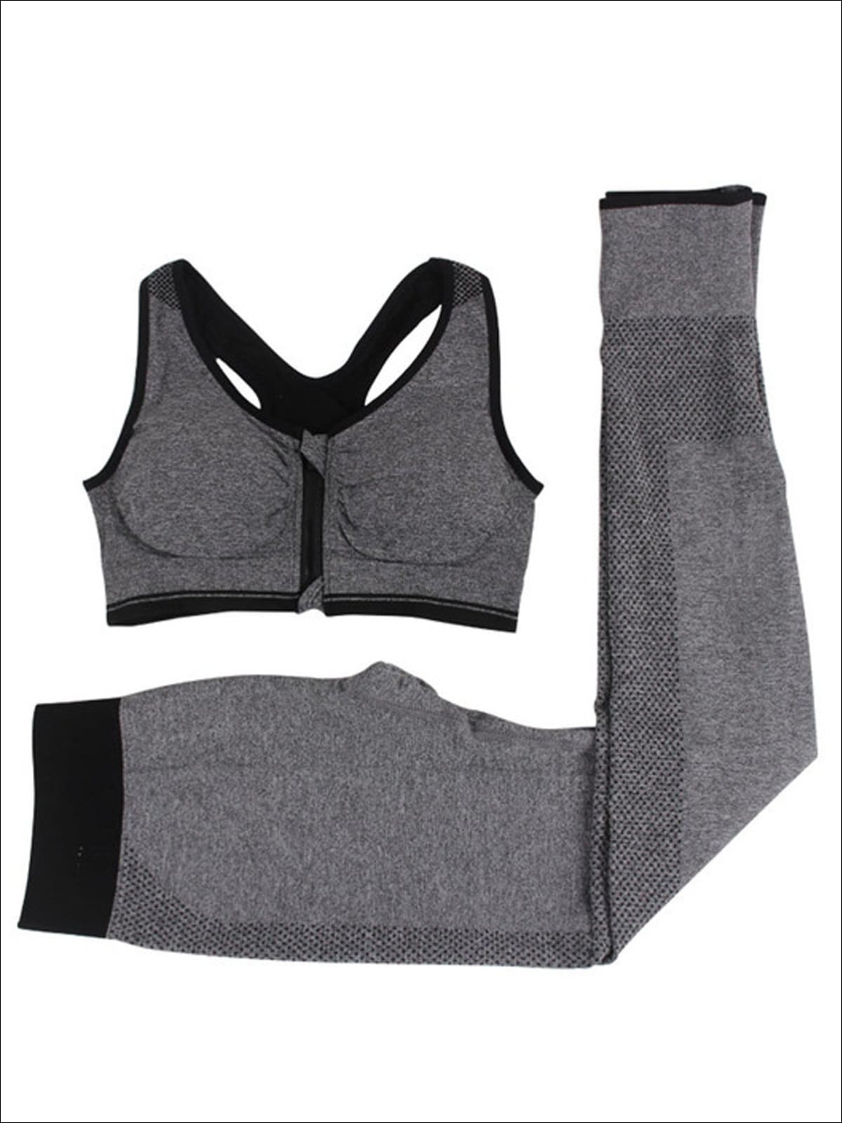 Women's Two Tone Seamless Sports Bra Andamp; Perforated Leggings