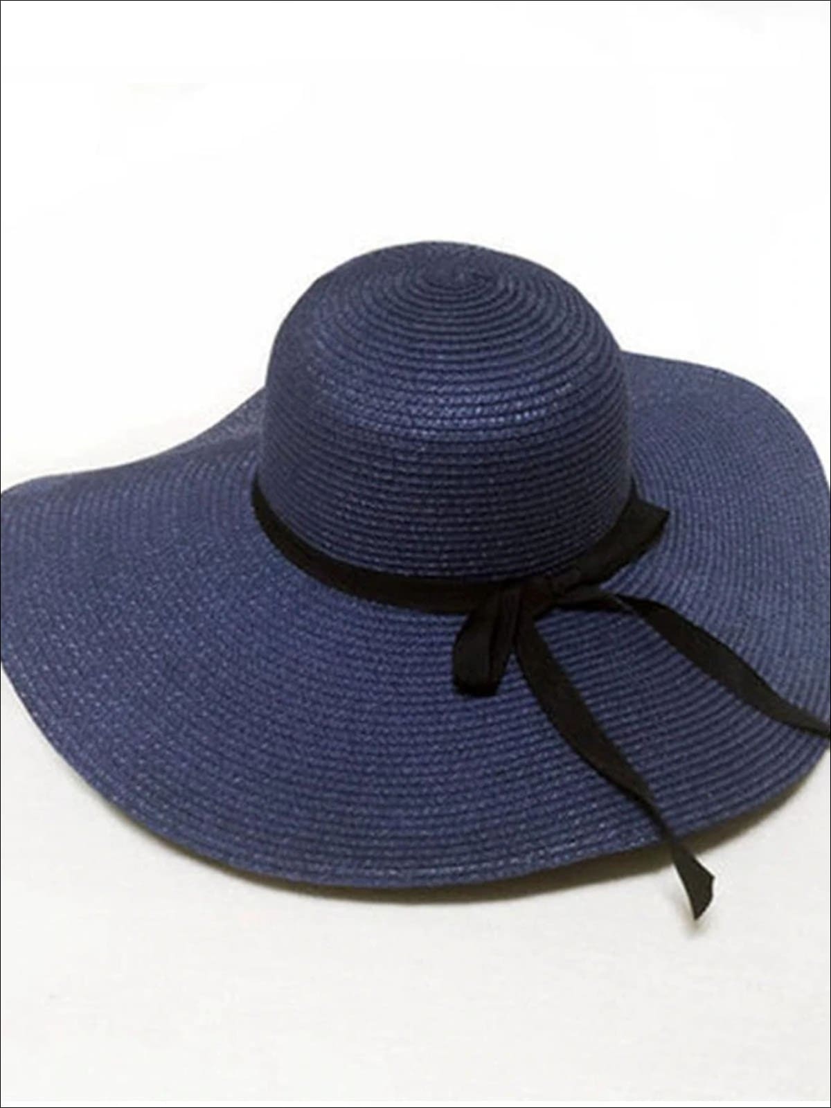 Whirl Wide Vintage Ribbon Ruffle Brim Straw Sun Hat –