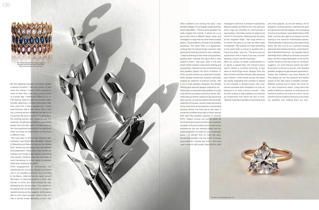 magazine spread empowered jewelry fred and far self love pinky ring