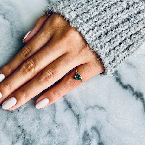 Mini emerald self love pinky ring