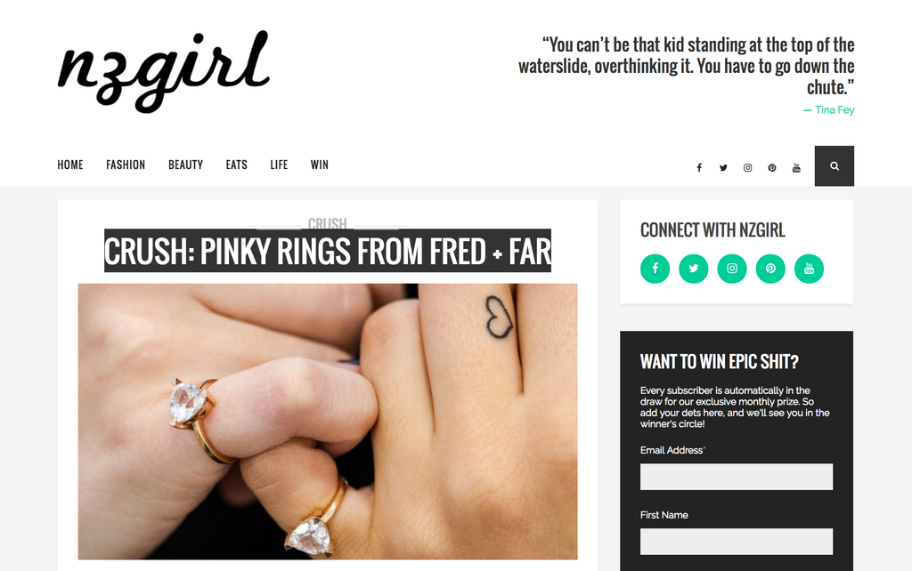 nz girl new zealand fred+far fred and far self love pinky ring pinky promise