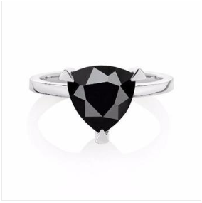 Black spinel sterling silver self love pinky ring 