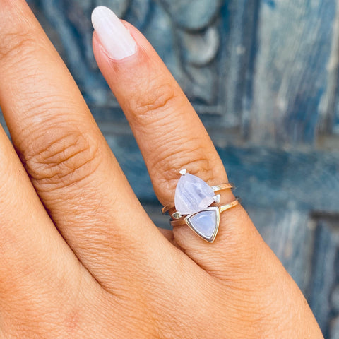 Blue Lace Agate Pinky Rings