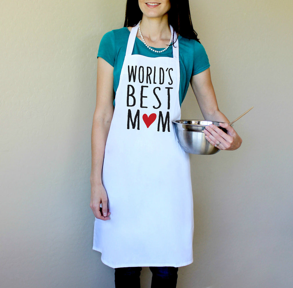 Mothers Day Gift Idea World's Best Mom Cooking Apron, White Chef