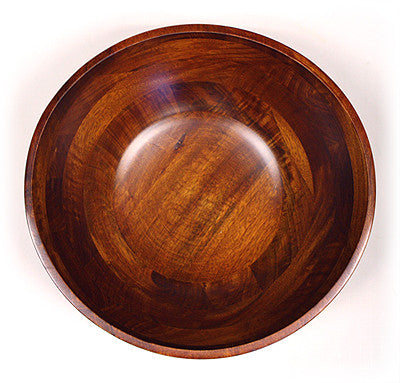 Mountain Woods Brown Artisan Crafted Cherry Finish Hardwood Ellipse Wavy Rim Bowl - 15"