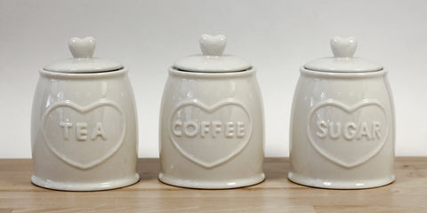 cream ceramic tea coffee sugar canisters