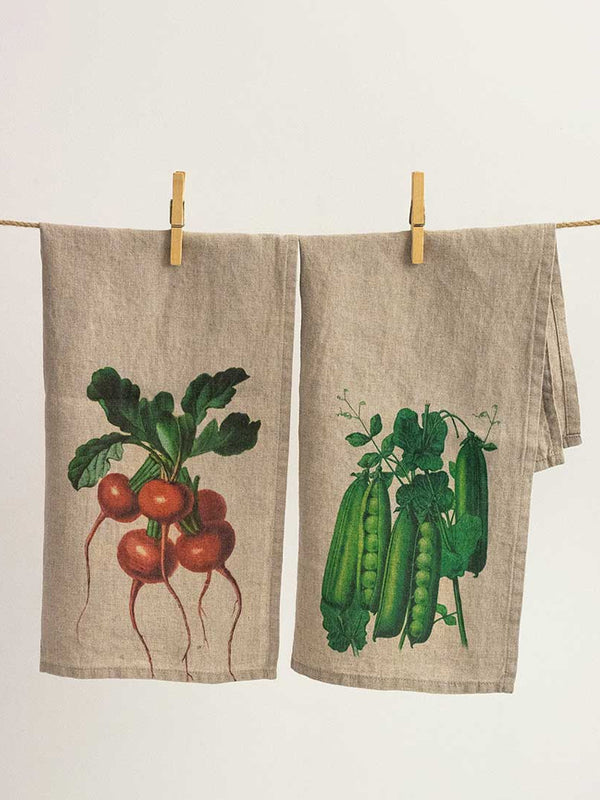 Fish Linen Kitchen Towels with Hanging Loop (set of 2) - LINOROOM