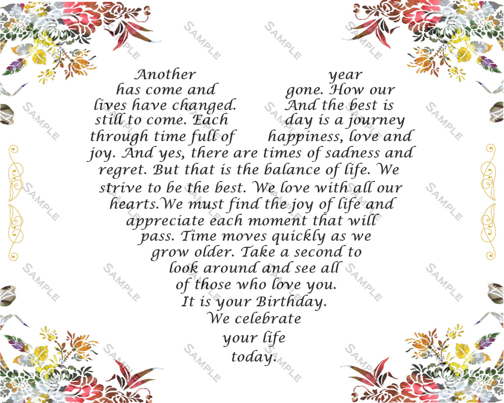 30th Birthday Gift Poem 30th Birthday Love Poem Floral Print