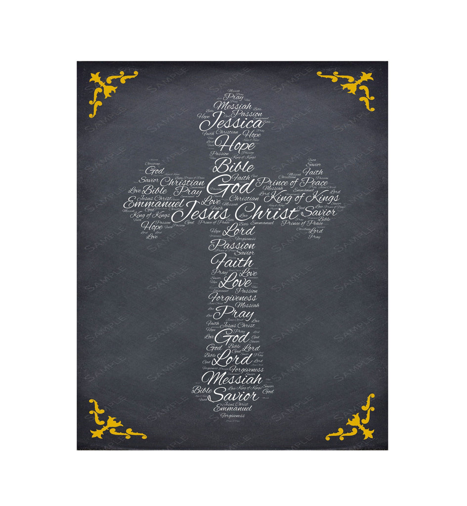 Personalized Christian Cross Word Art Gift Cross