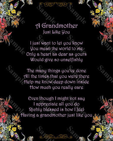 Grandmother Poem A Grandmother Just Like You Poem Gift For Grandma