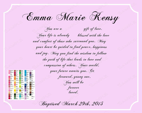 Christening Gift For Baby Girl Christening Baby Boy Gift Poem 8 X 10