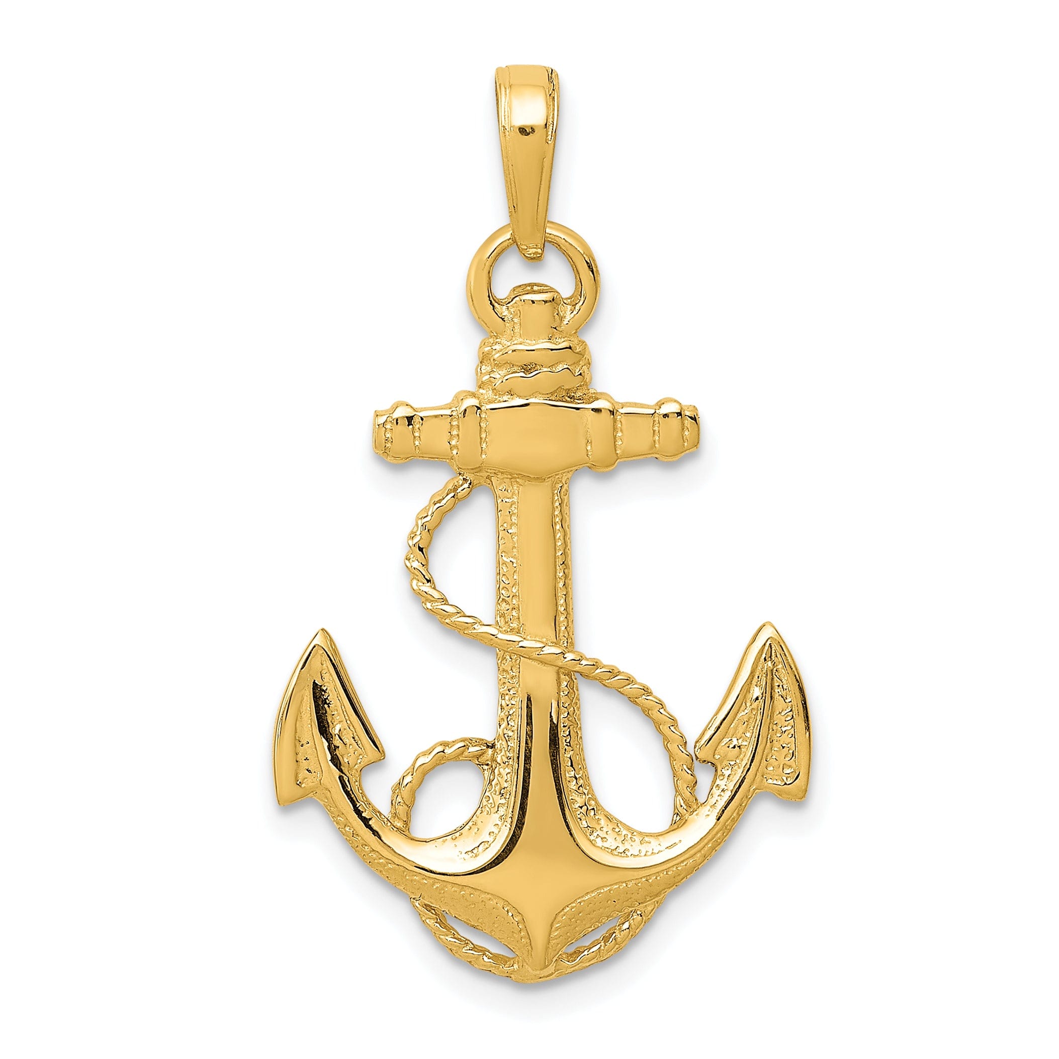 14k Yellow Gold Anchor With Rope Pendant | Jewelry Shopping