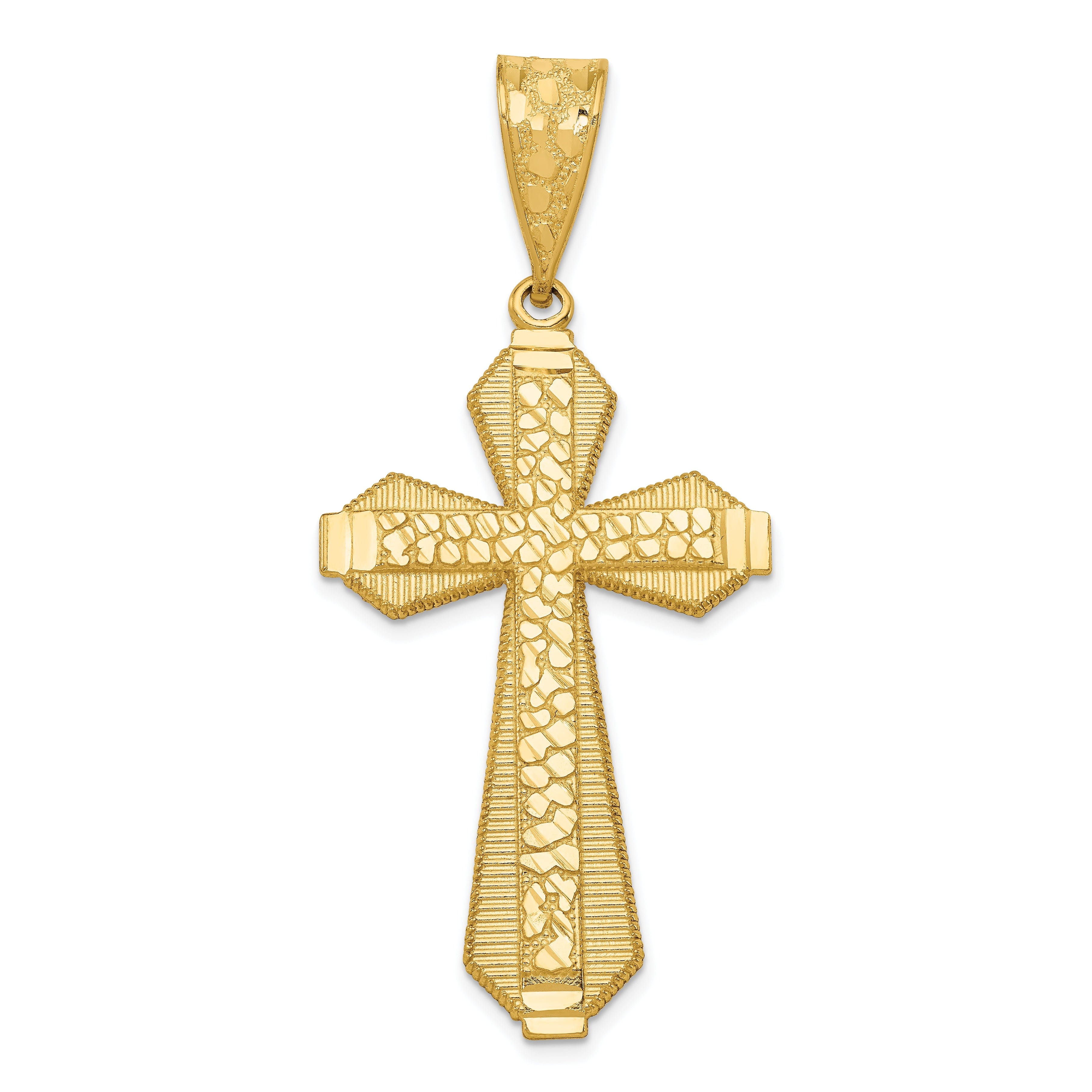 14kYellow Gold Diamond Cut Finish Cross Pendant | Jewelry Shopping