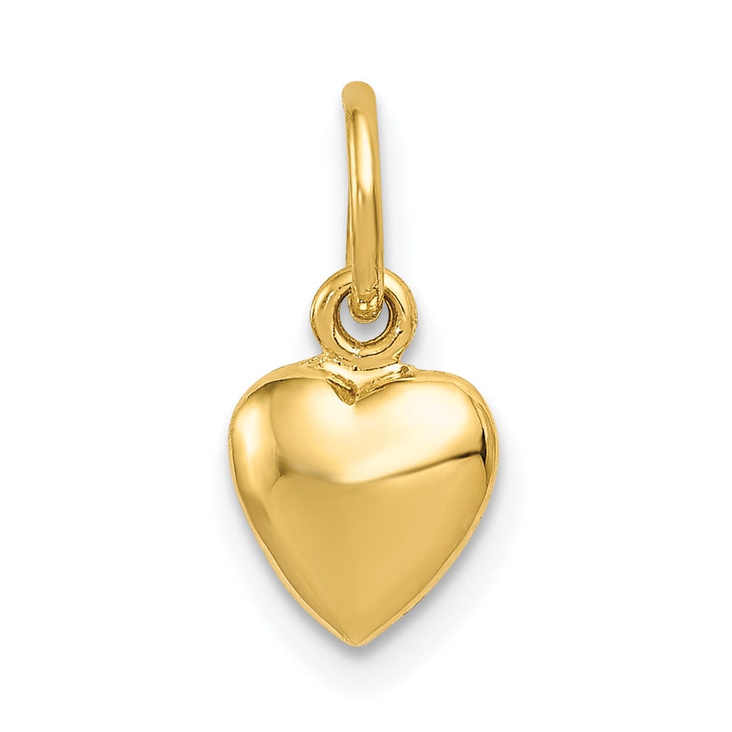 14k Yellow Polish Gold Solid Medium Heart Charm