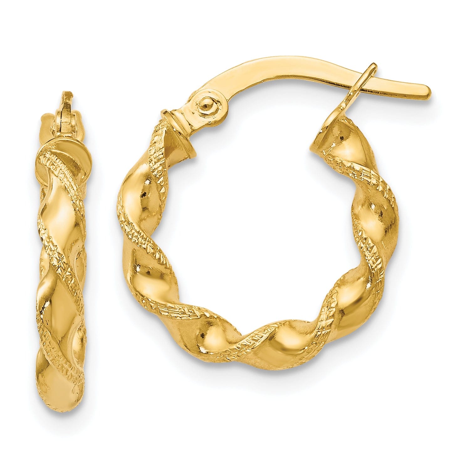 14k Yellow Gold Twisted Hoop Earrings | Jewelry Shopping