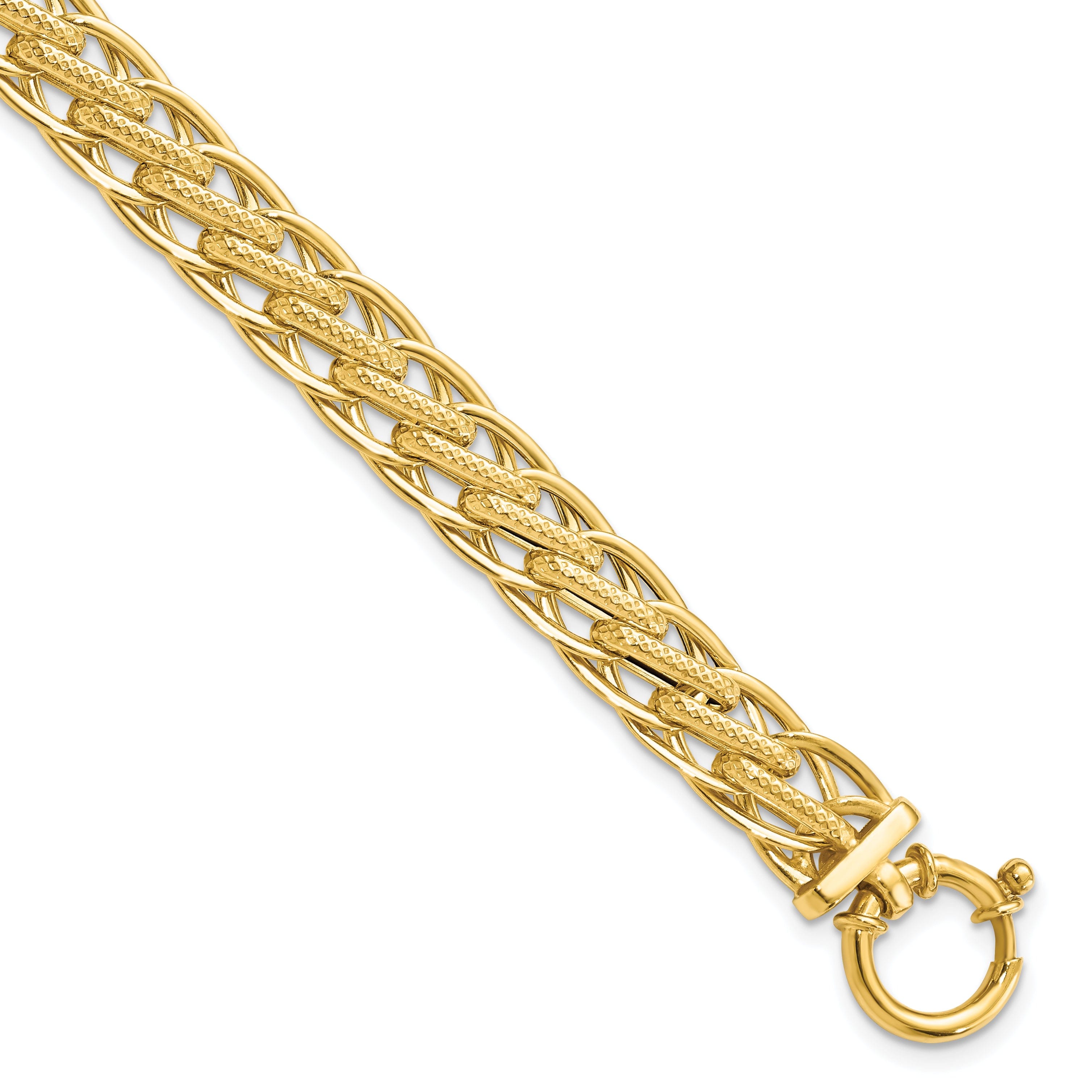 14k Yellow Gold Textured Fancy Link Bracelet | Jewelry Shopping