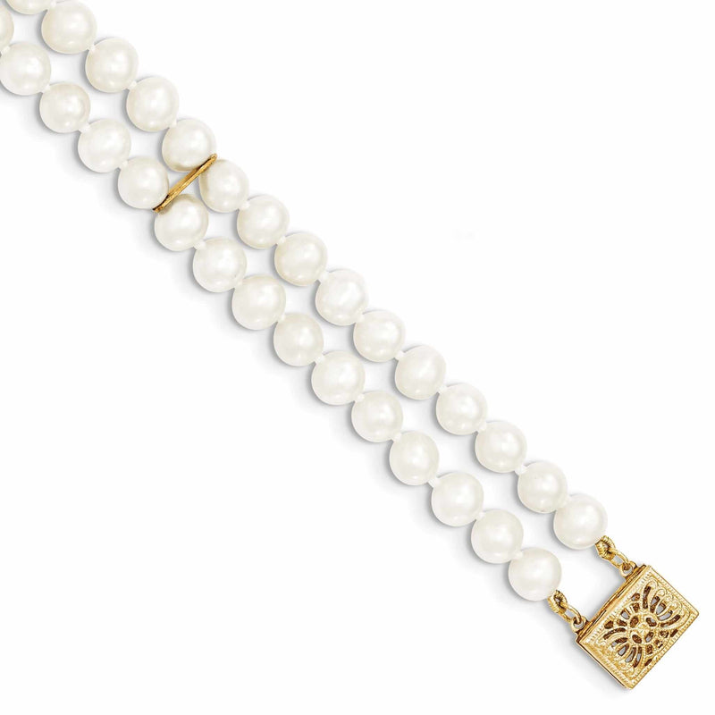 14k Gold 2 Strand Cultured Pearl Bracelet