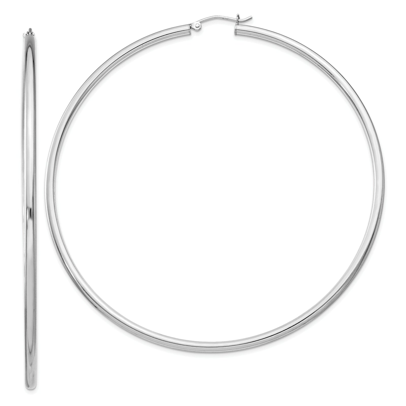 Sterling Silver Hollow Tube Hoop Hinged Earring