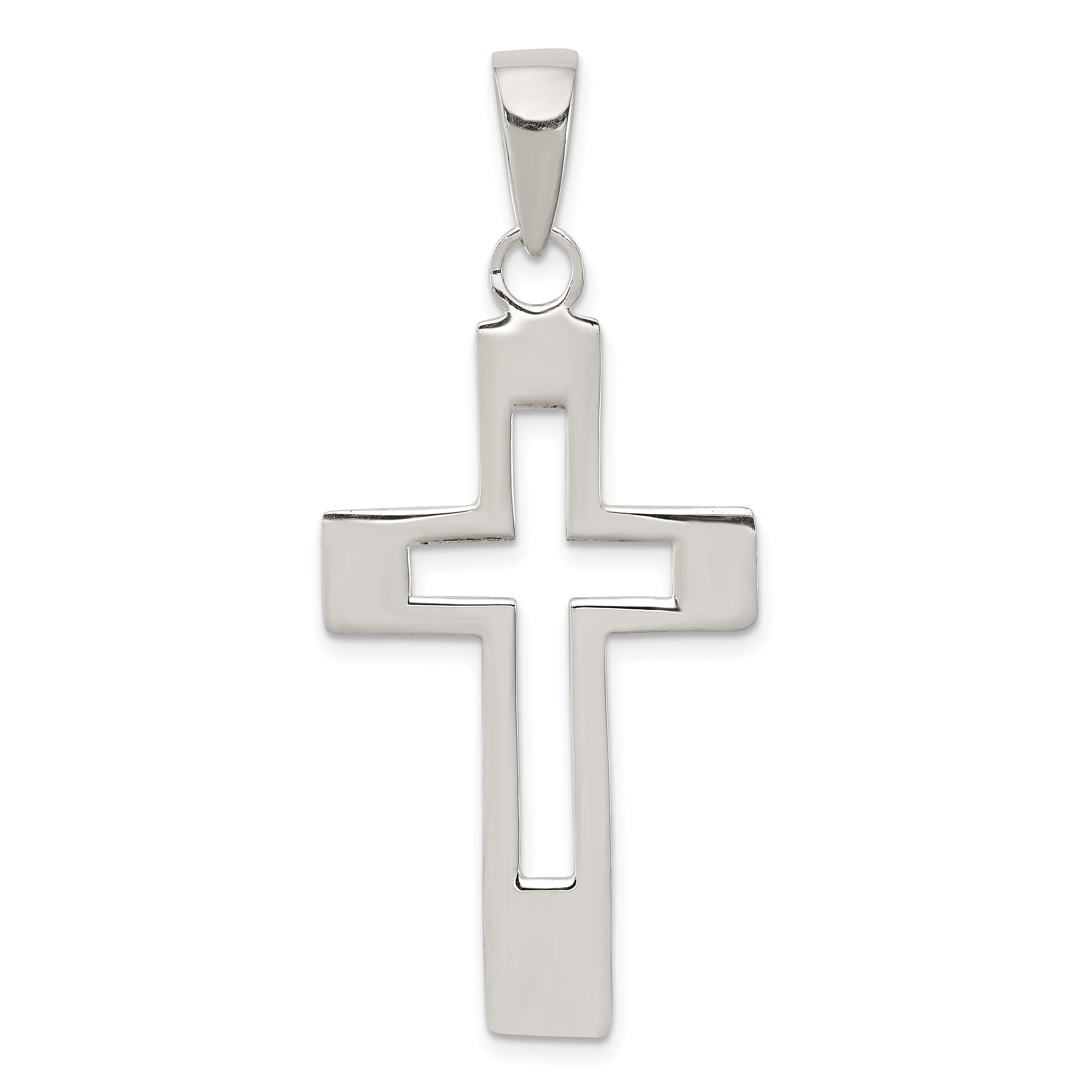 Silver Polished Design Latin Cross Pendant | Jewelry Shopping