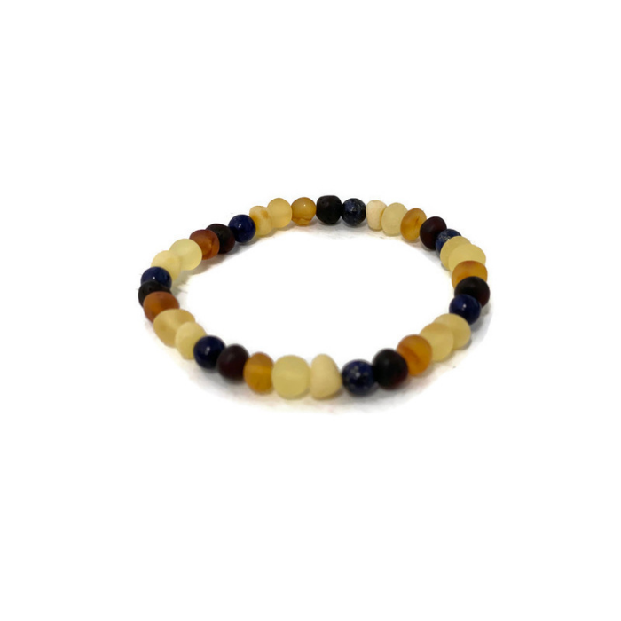 Adult Bracelet Pain Relief or Hormonal 7.5 inch Stretch - Maximum Amber Polished Cherry