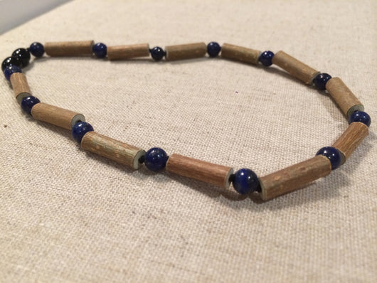 ADHD Acid Reflux 14 Inch Hazelwood (For Heart Burn, Acid Reflux, Eczema) Mixed With Blue Lapis Lazuli (adult ADHD, Anxiety, Stress, Depression) Necklace For Teenager, Post-toddler, Big Kid, And Some Tiny Adults