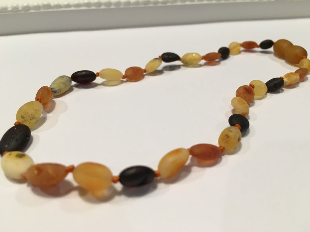 Baltic Amber Necklace - 11 Inch Baltic Amber Necklace Raw Mutli Bean Amber Newborn Baby, Infant, Toddler