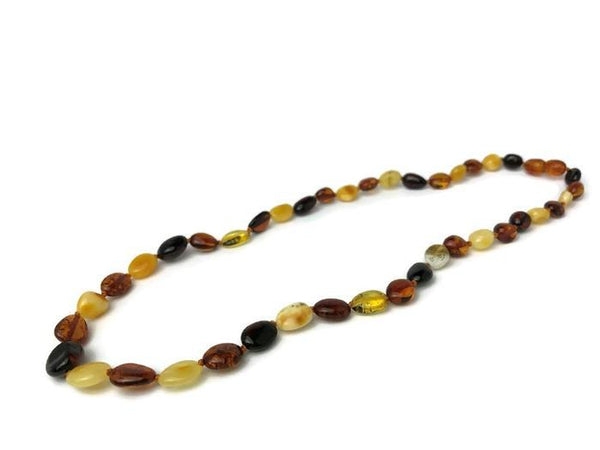 Adult Amber Necklace - Arthritis Carpal Tunnel Sciatica Pain Inflammation Raw 18 20 22 Inch Necklace Unpolished Multi Baltic Amber Adult