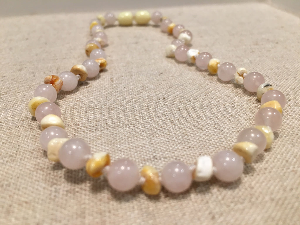 pink baltic amber teething necklace