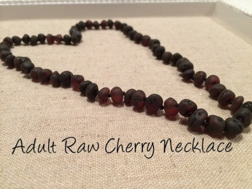 Raw Unpolished Cherry Baltic Amber Necklace For Big Kid, Child, Or Adult