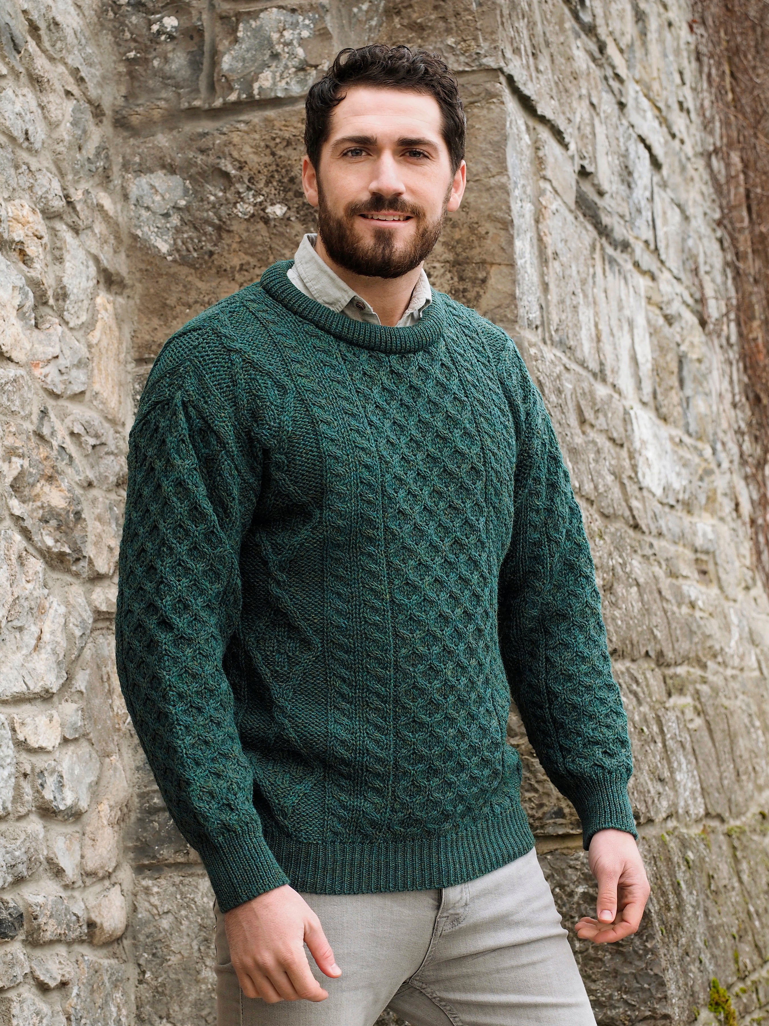 LIGHTWEIGHT TRADITIONAL IRISH ARAN SWEATER The Irish Celtic Craft Shop