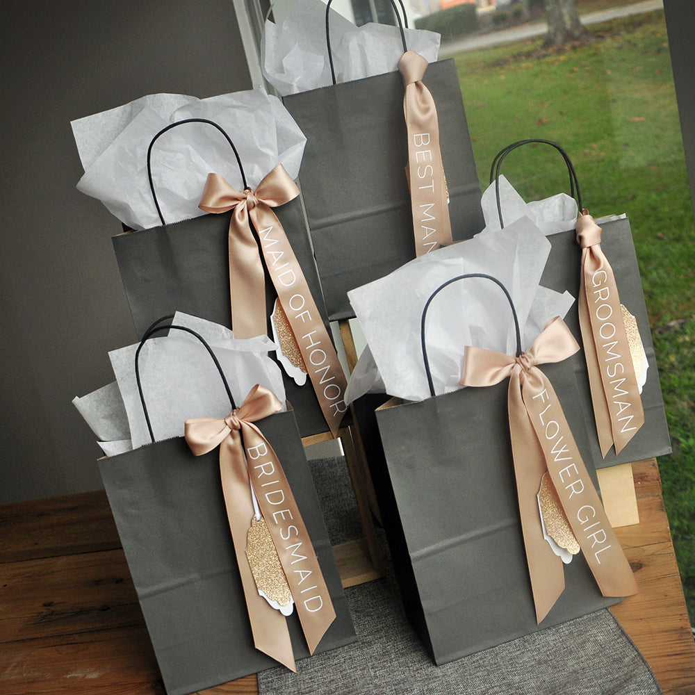 Best Man Gift Bag (Qty. 1). Gray Gift Bags with Tags. Groomsman Gift B ...