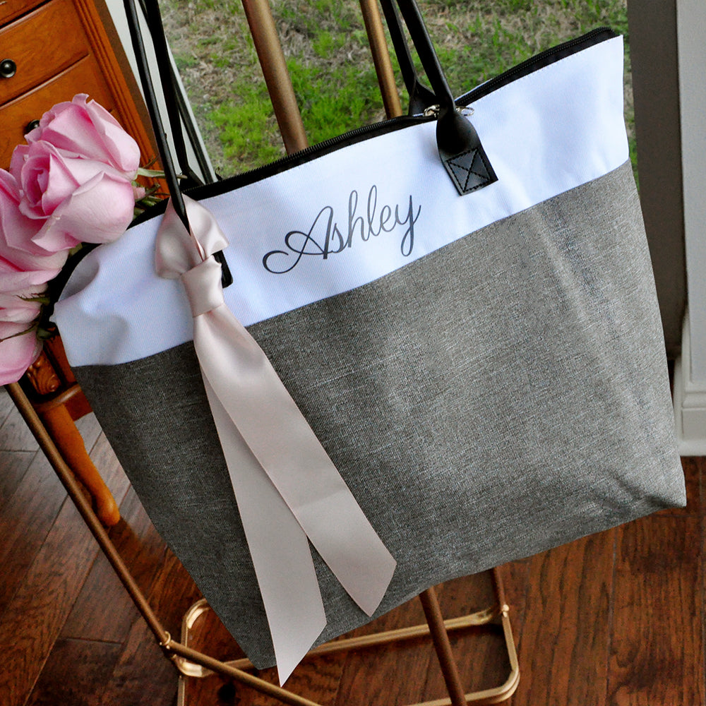 Bridesmaid Tote. Personalized Bridesmaid Gift Bags. Custom Name Bag. Z – Confetti Momma